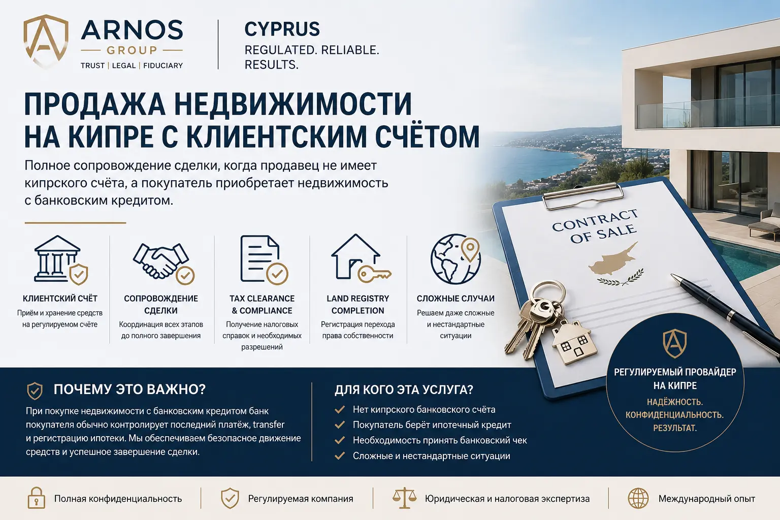 Как продать недвижимость на Кипре, если у продавца нет кипрского банковского счёта