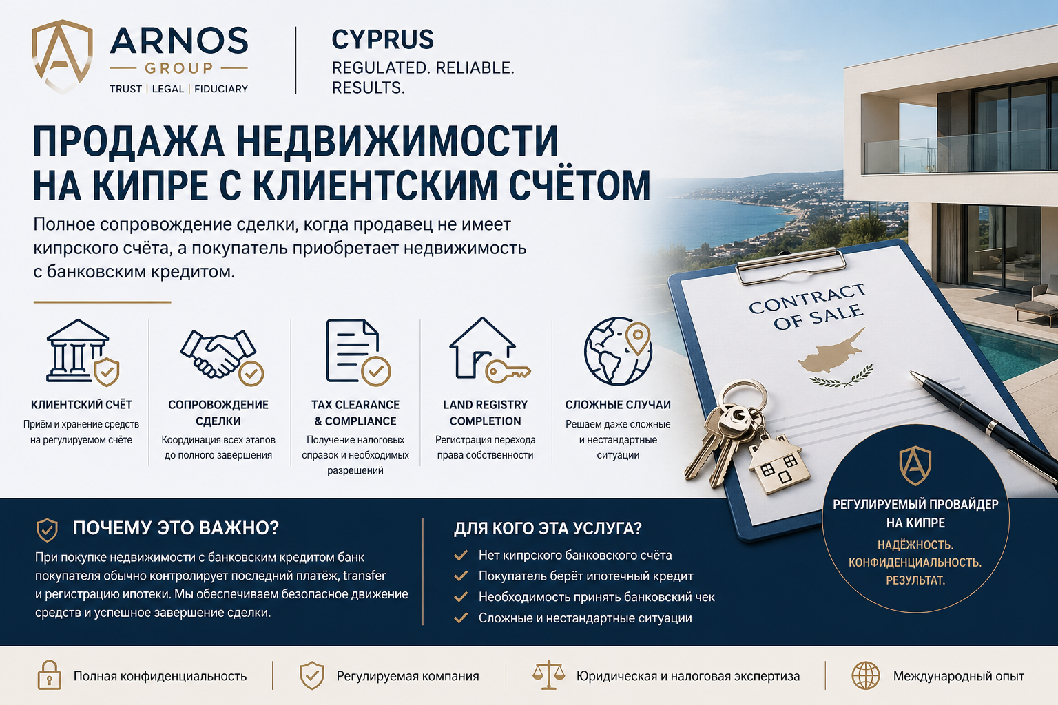 Как продать недвижимость на Кипре, если у продавца нет кипрского банковского счёта